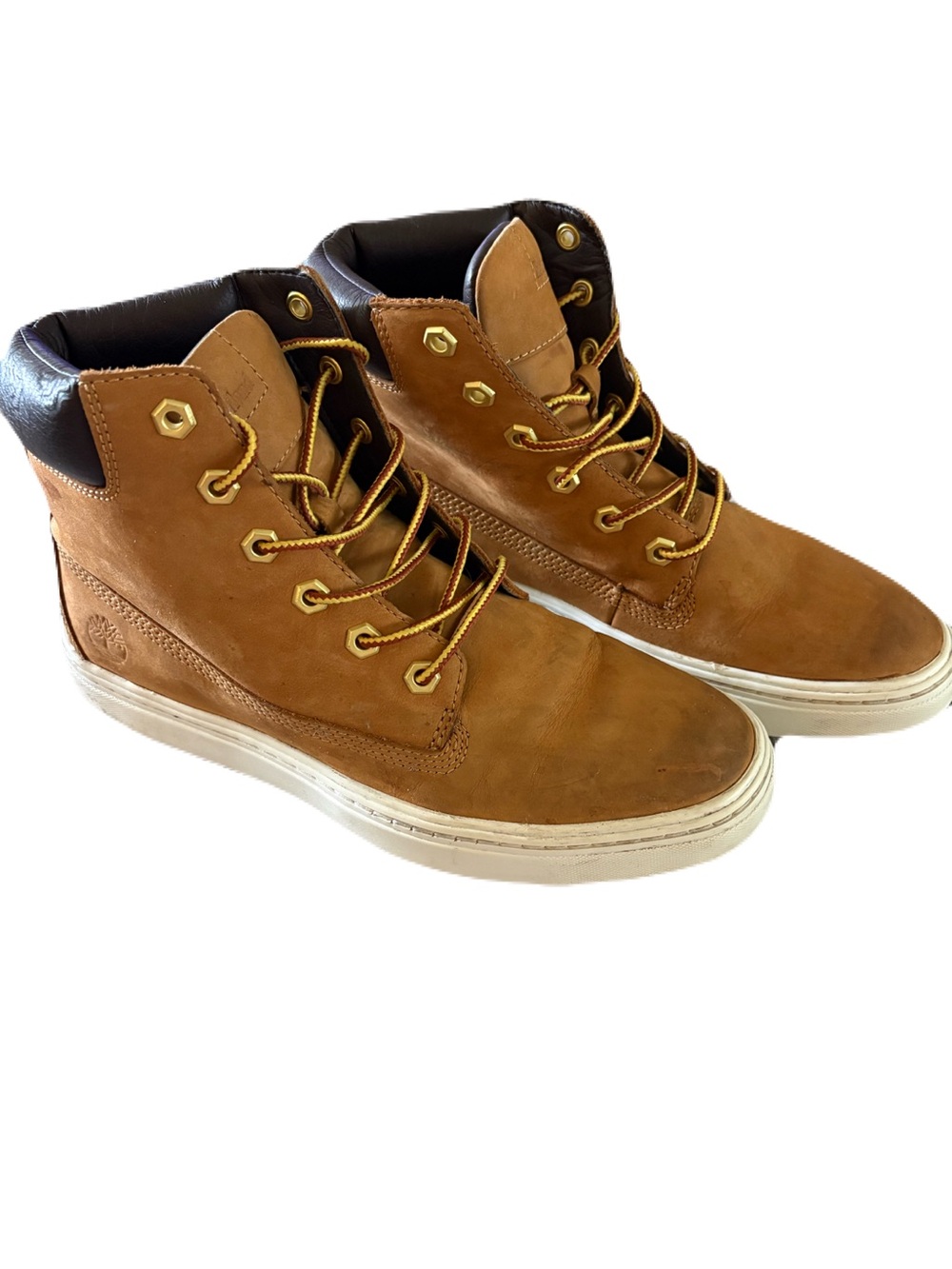 Timberland Tan Lace-Up Nubuck Boots with Dark Collar